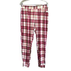 Rae Dunn Plaid Loungewear Pants Pajama Bottoms Cream Red Cream Size S